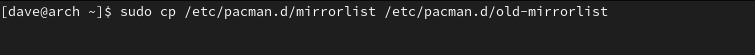 Making a copy of the mirrorlist file