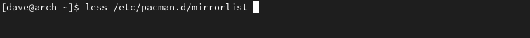 Using less to view the mirrorlist