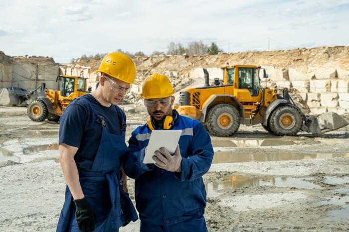 Construction machinery on site. 