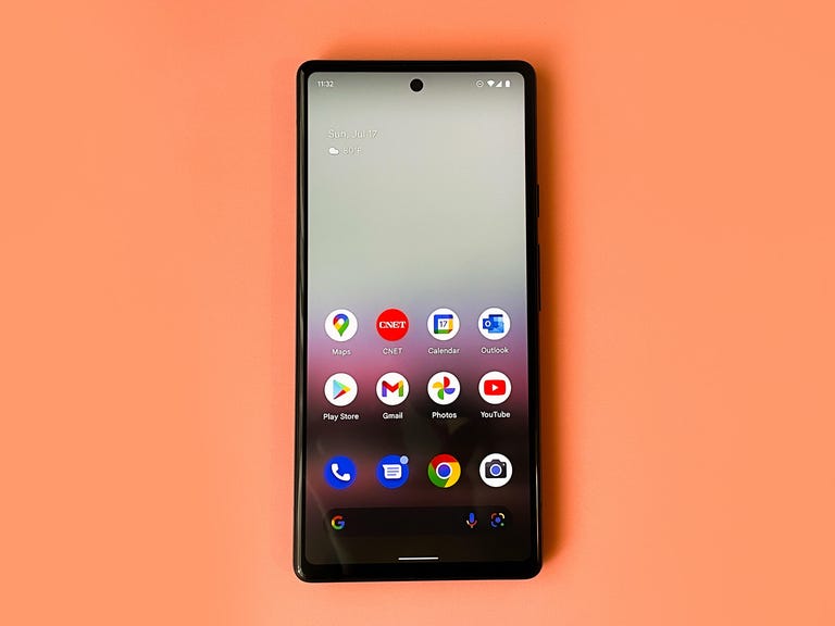 Google's Pixel 6A phone with app icons on the home screen