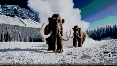 Screenshot of mammoths from OpenAI Sora demo video.