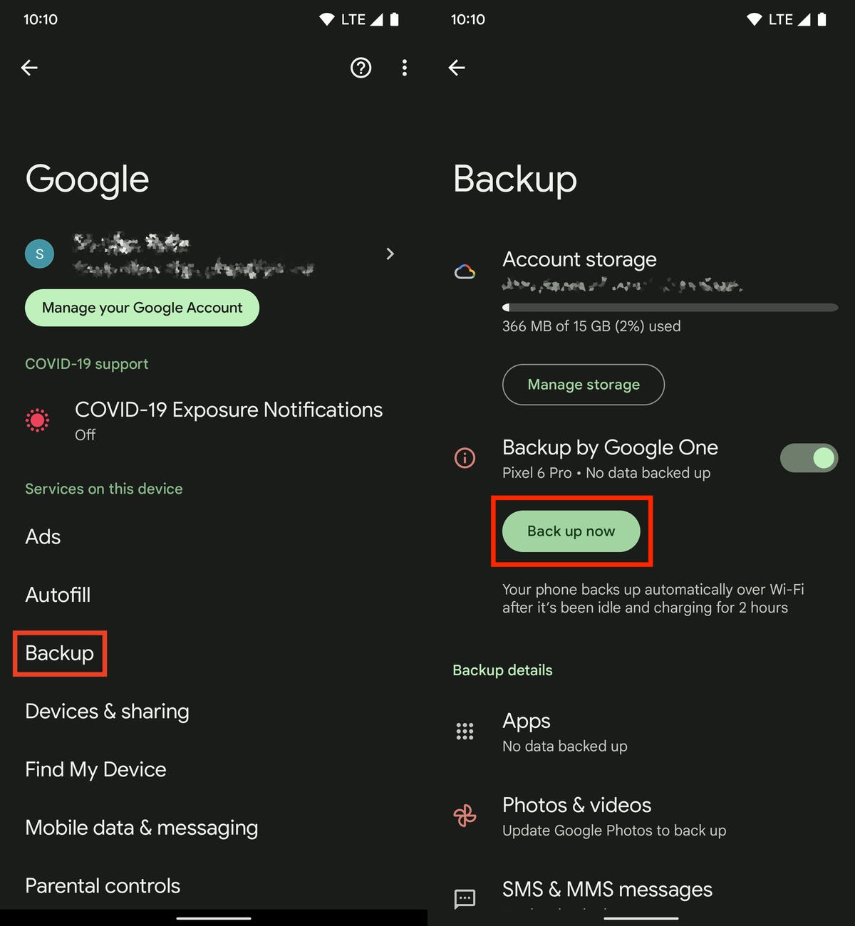 Android 14 backup settings