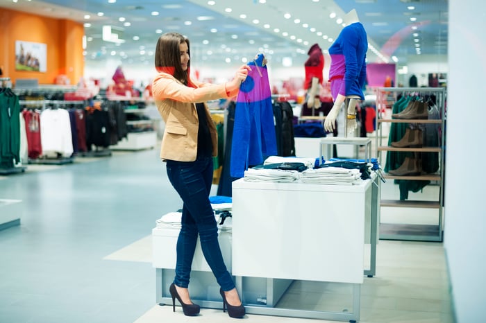 A customer shops for clothes.