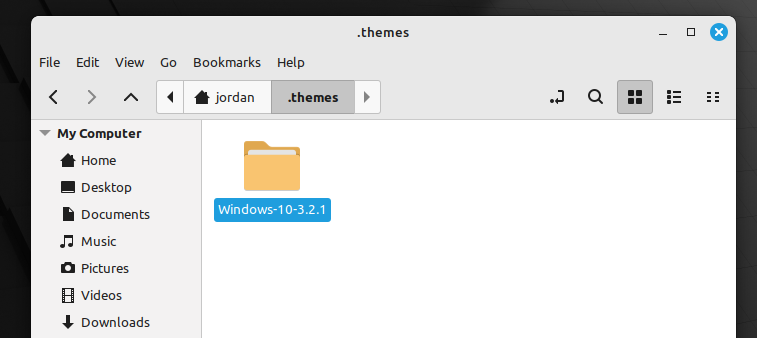 Windows 10 theme pasted into the .themes folder on a Linux system.