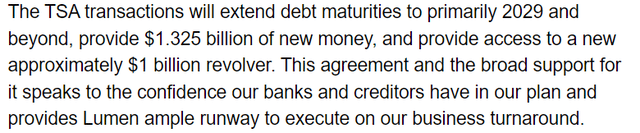 Lumen Debt Agreement Comments