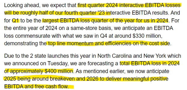 Penn Entertainment Long Term Guidance