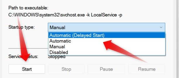 Tweaking the properties of Bluetooth Support Service in the Services app.