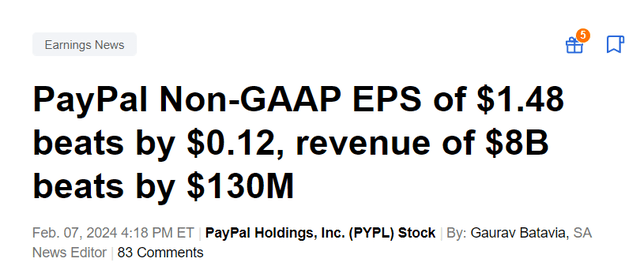 Seeking Alpha, PYPL