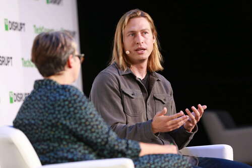 Plaid founder Zack Perret in conversation with Ingrid Lunden at TechCrunch Disrupt 2023. Ross Marlowe/TPG for TechCrunch