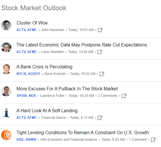 seeking alpha headlines about stock market outlook