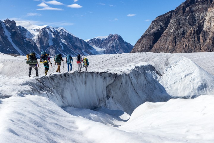 Alex and the team walk up Edward Bailey Glacier.