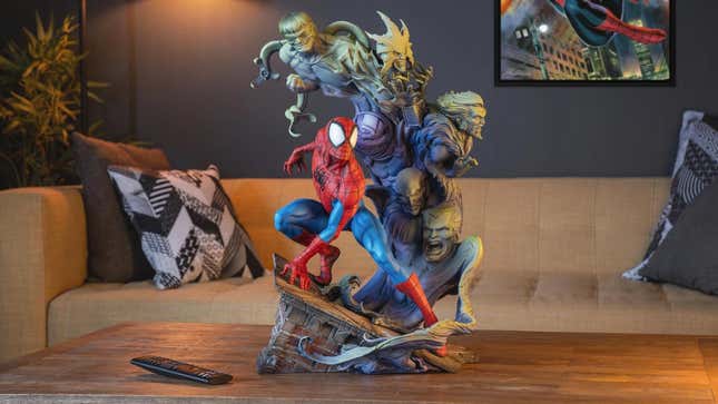 spider man statue with sinister six