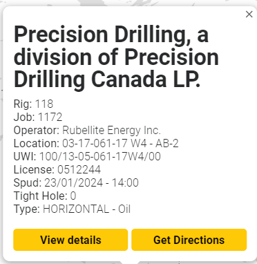 Map showing Rubellite rig on site