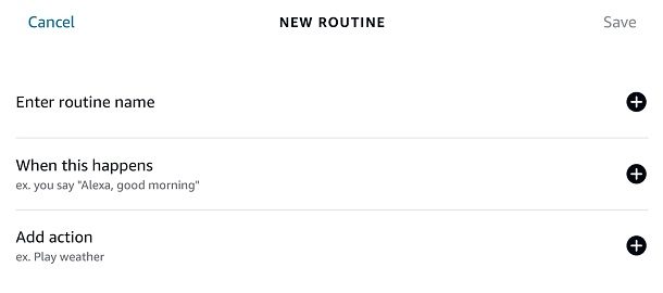 Setting up a Routine using the Alexa app.