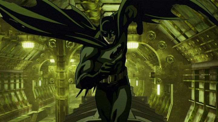 Batman charges forward in Batman: Gotham Knight.