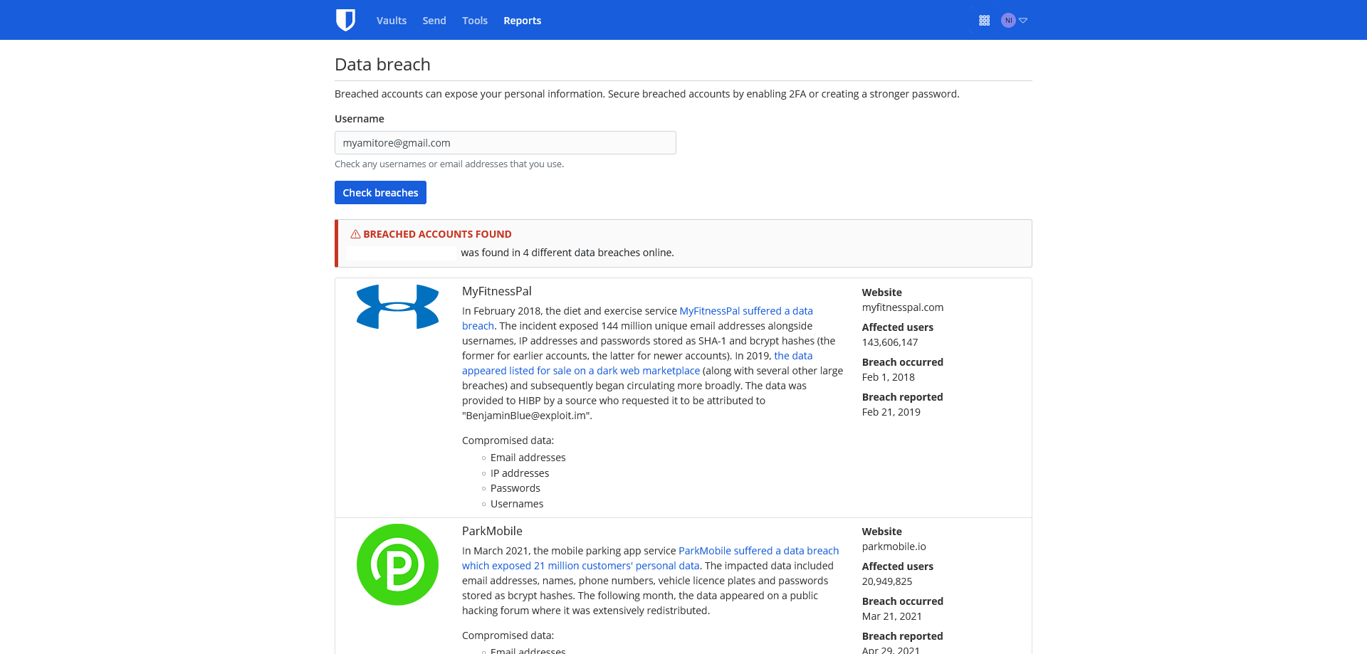 Bitwarden Free Data Breach Report