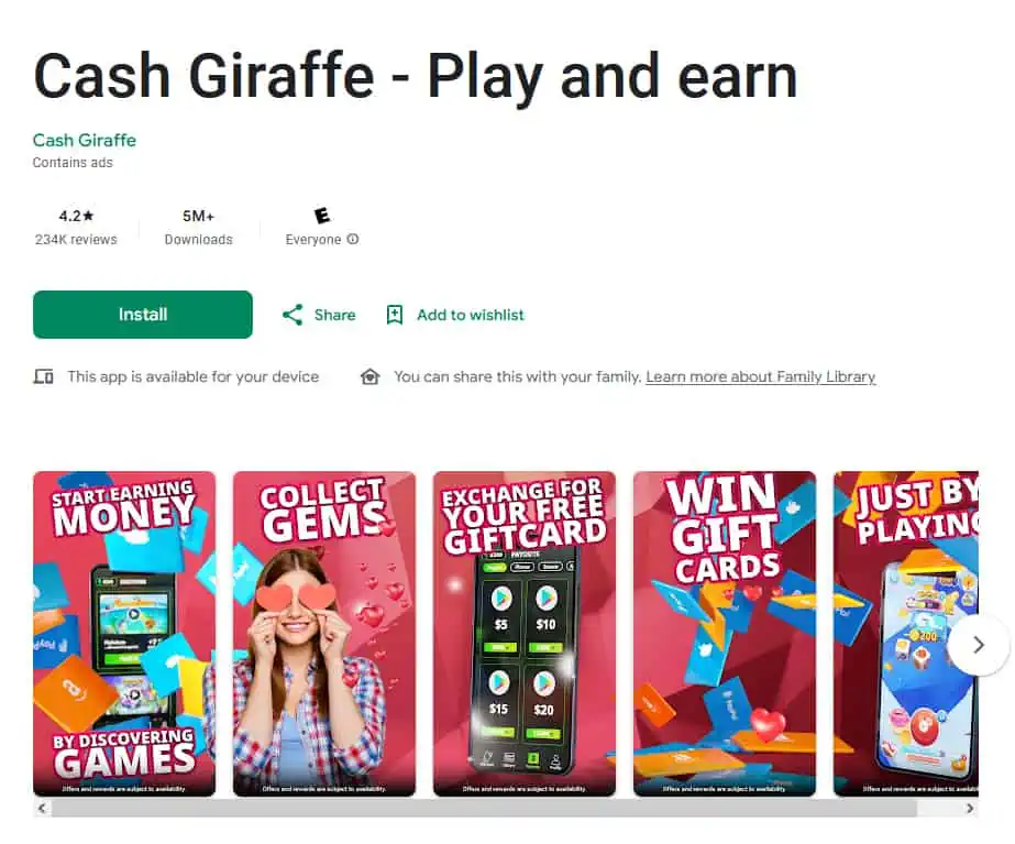 Cash Giraffe app