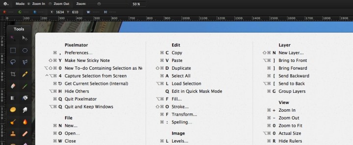 The CheatSheet Mac app showing its shortcuts windows in action.