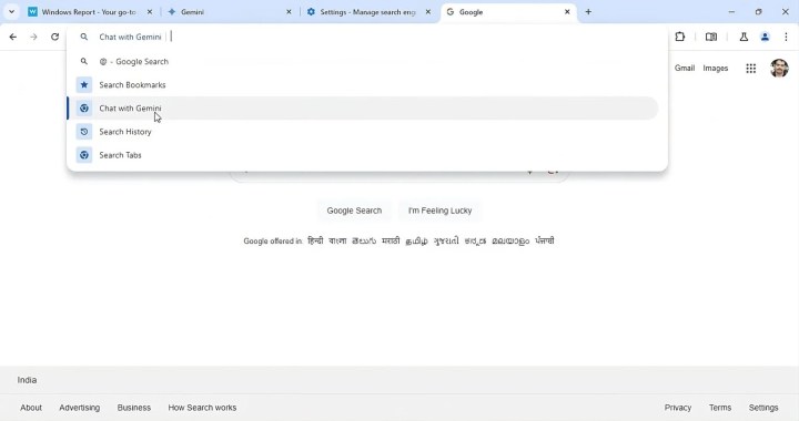 A screenshot of Chrome chat with Gemini, as taken by Windows Report.