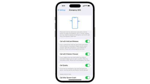 Emergency SOS settings on iPhone