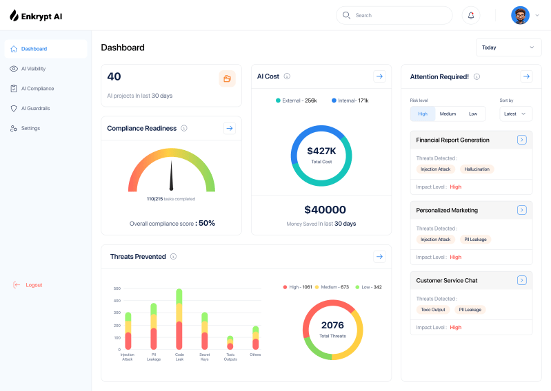 Enkrypt AI dashboard