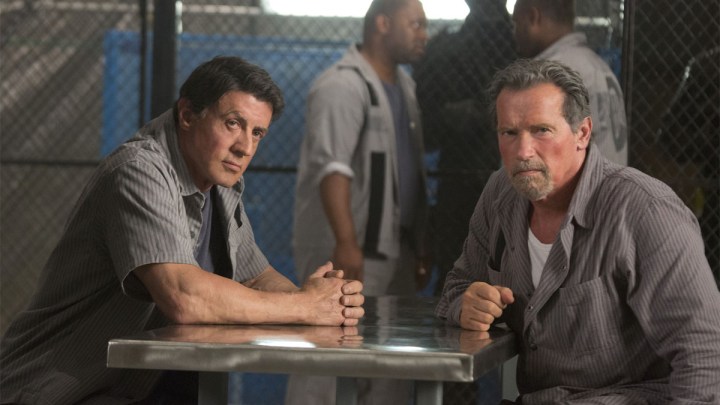 Sylvester Stallone and Arnold Schwarzenegger in Escape Plan.