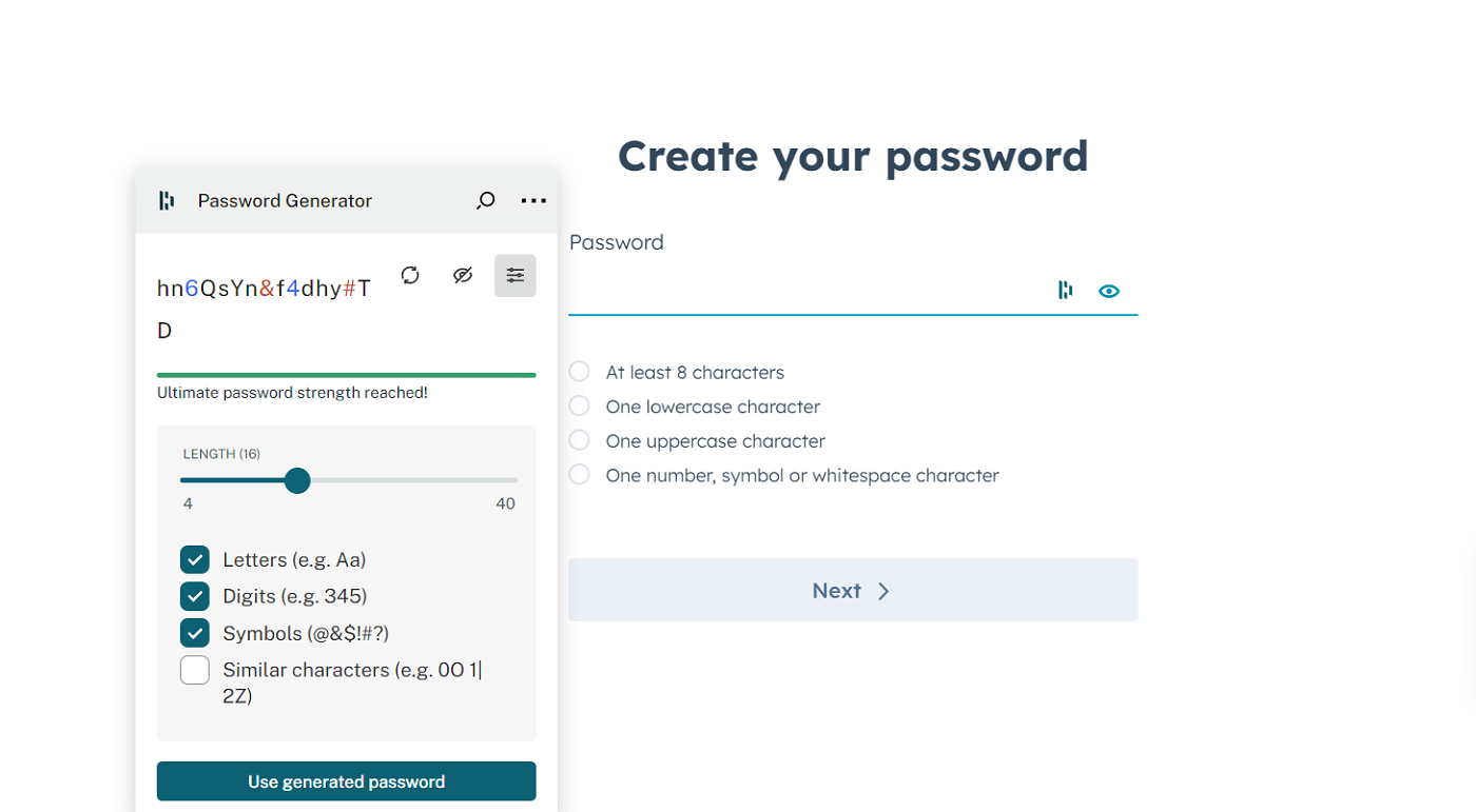 Dashlane password generator.