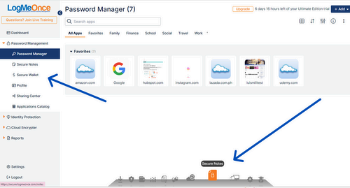 LogMeOnce password manager dock.