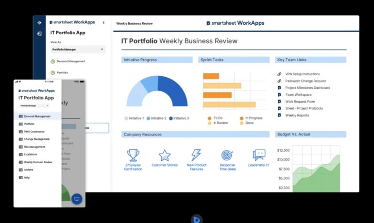 Smartsheet PPM dashboard.