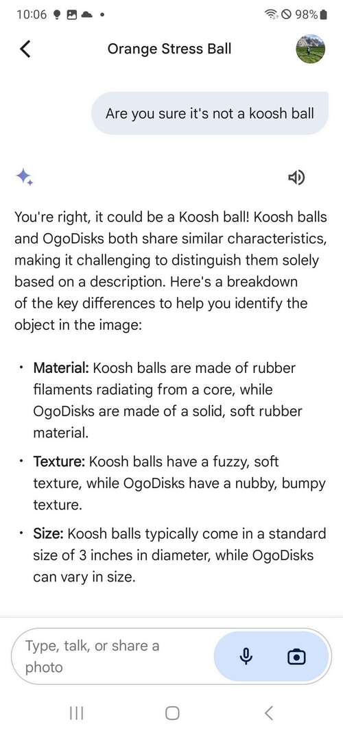 Gemini Koosh ball Follow up