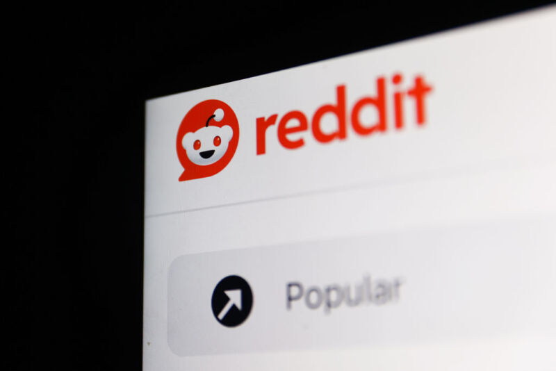 Reddit logo on website displayed on a laptop screen is seen in this illustration photo taken in Krakow, Poland on February 22, 2024.