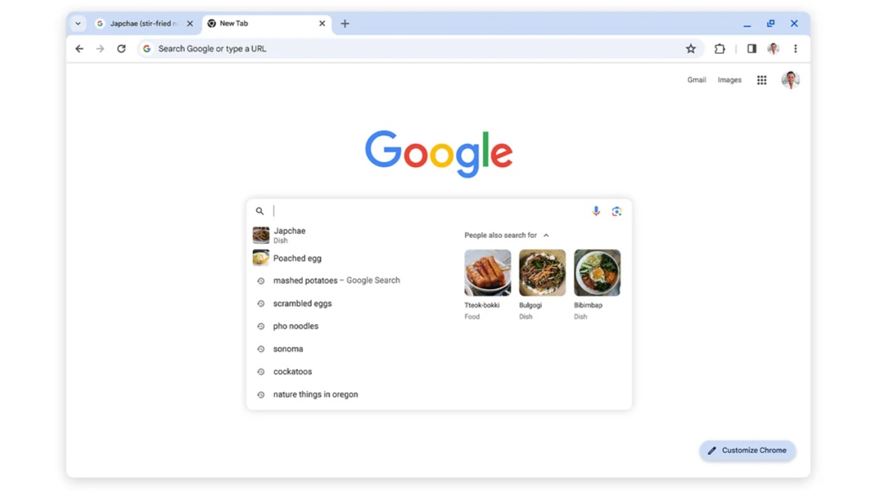 Google Chrome search suggestions 1
