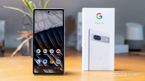 Google Pixel 7a front with box