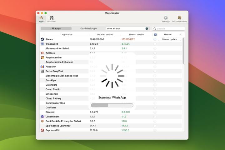 The MacUpdater app running in macOS Sonoma.