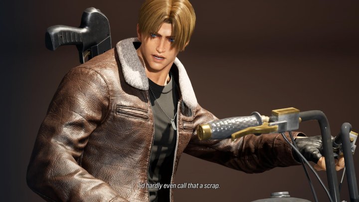 Hwoarang dressed as Leon Kennedy in Tekken 8.