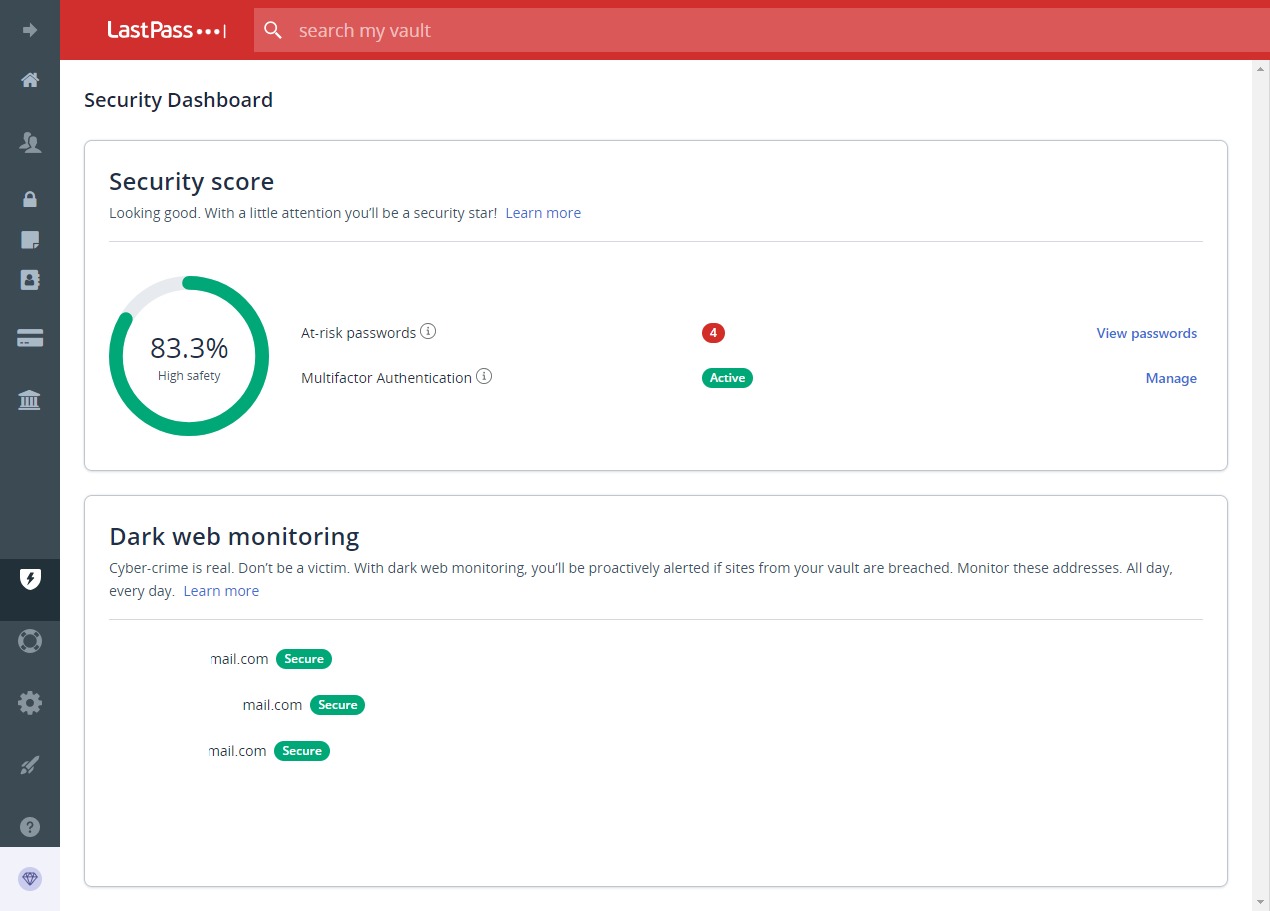 LastPass Security Dashboard.