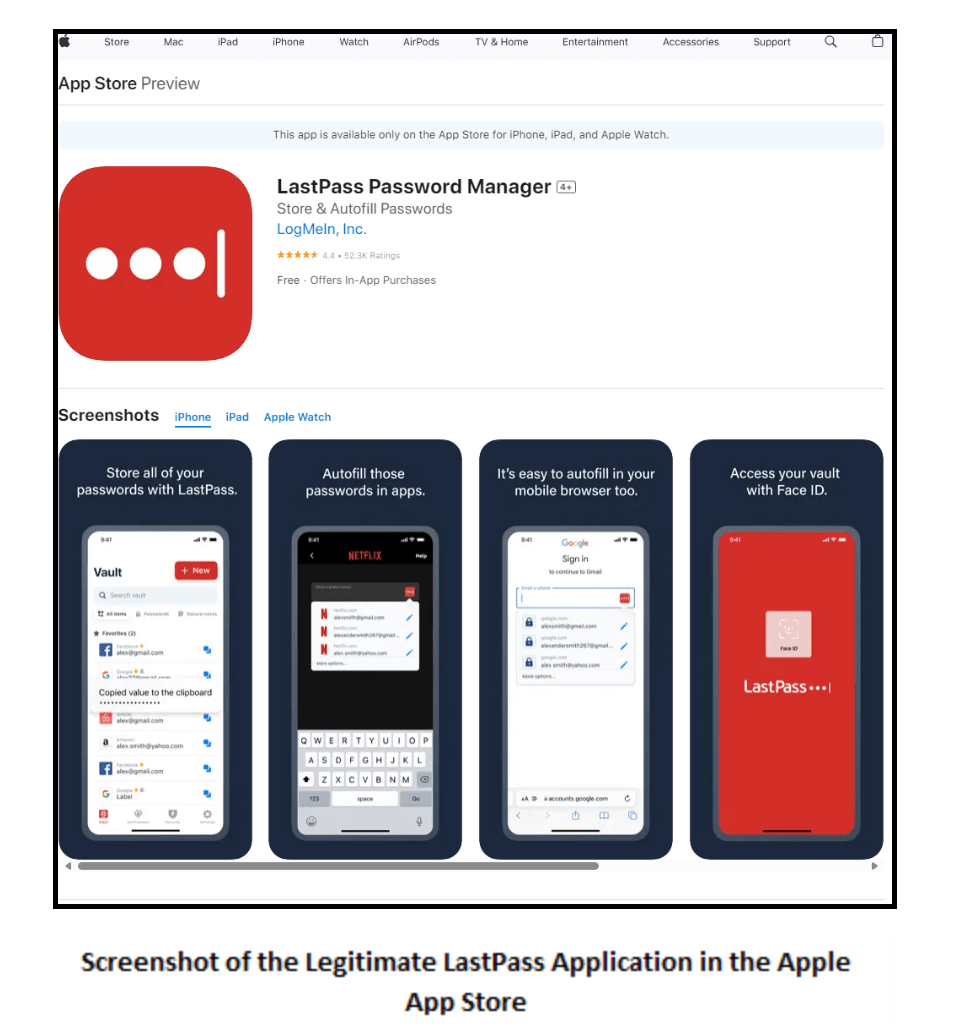 An app screenshot of the real LastPass.