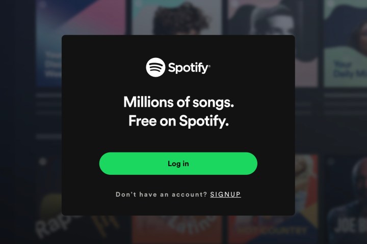 Spotify Log In button in the Mac desktop app.