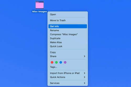 Get Info in the context menu for a folder.