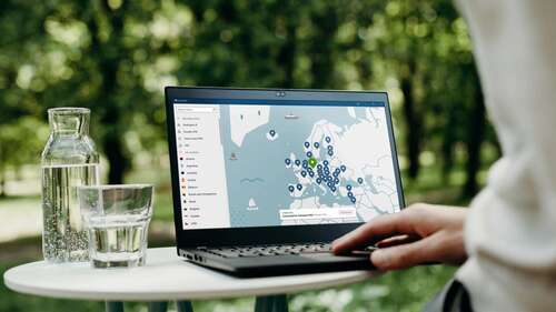 NordVPN on Laptop Outside