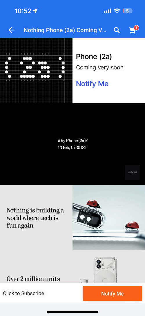 Nothing Phone 2a teaser via Flipkart.