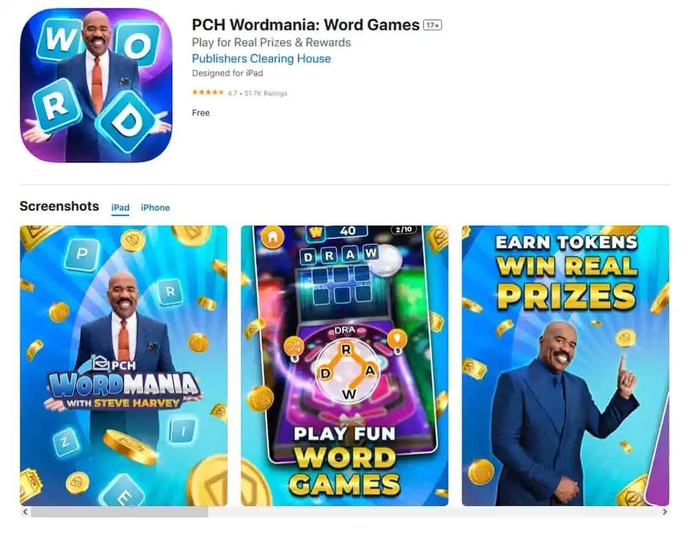 PCH Wordmania app