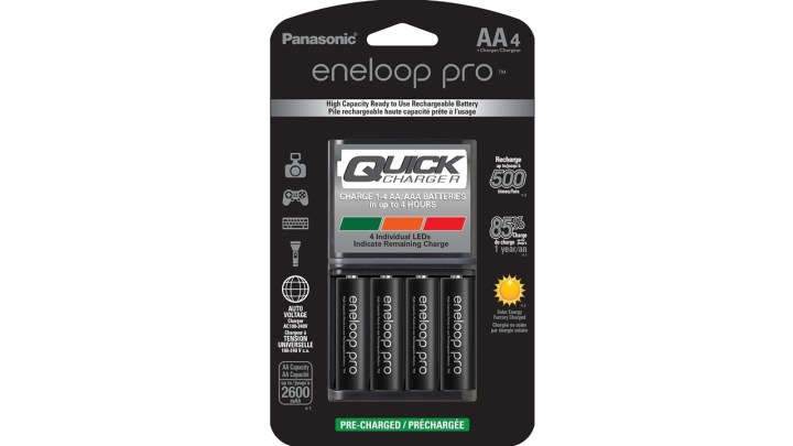 The Eneloop batteries on a white background.