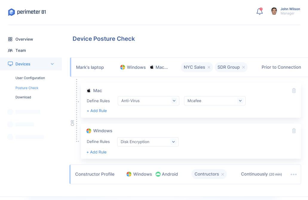 Perimeter 81 Device Posture Check.