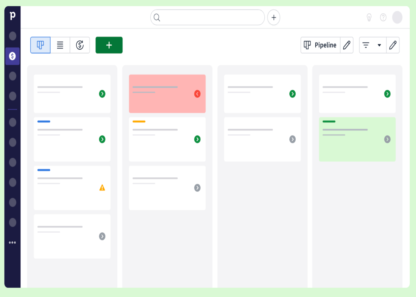 Sample layout for a Pipedrive pipeline.