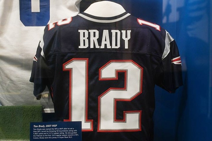 A still image of Tom Brady's 12 jersey.