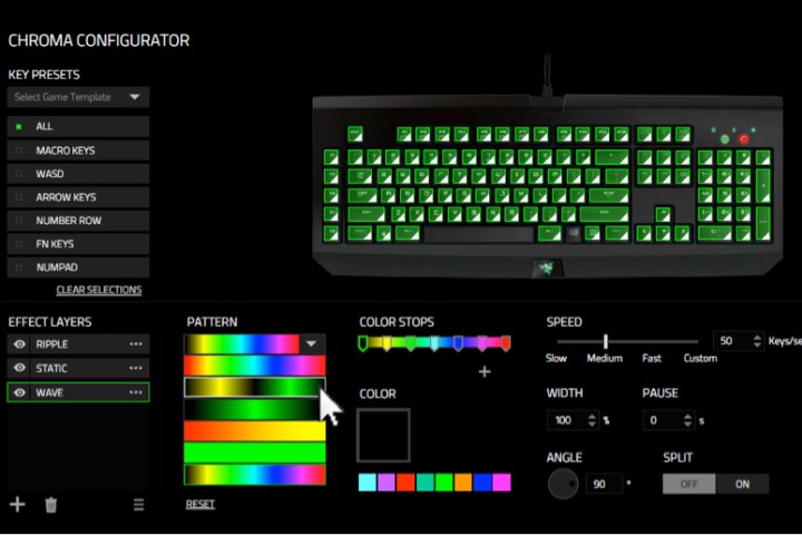 A customization screen in the Razer Synapse software.