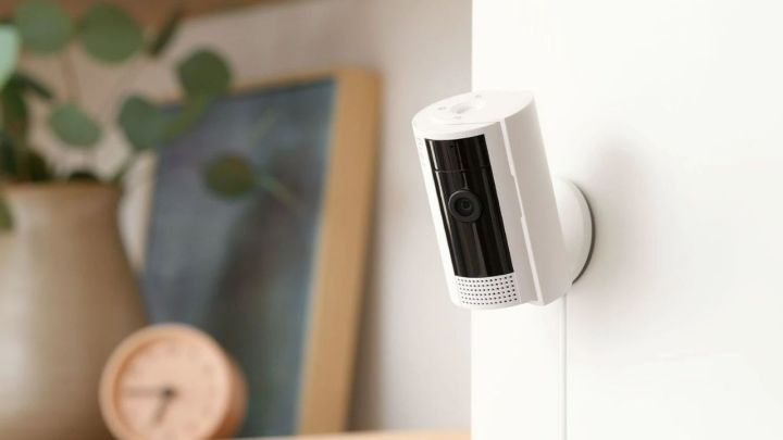 The Ring Indoor Cam mounted on a wall.