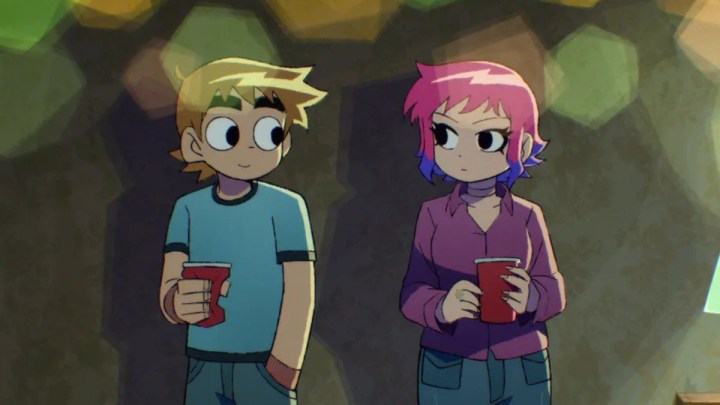 Scott Pilgrim and Ramona Flowers at a party