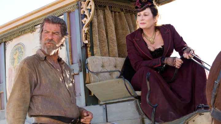 Pierce Brosnan and Anjelica Huston in Seraphim Falls.